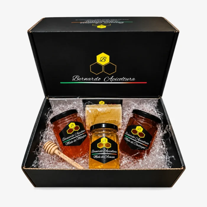 Scrigno di Dolcezza, confezione regalo con tre vasetti di miele da 200 g - foto 2